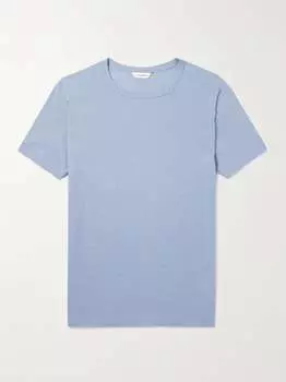 Футболка Slub из смеси льна и хлопка пике CLUB MONACO, синий