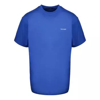 Футболка small logo print cotton t-shirt 'blue' Balenciaga, синий