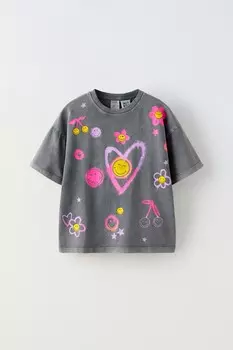 Футболка smileyworld ZARA, антрацитово-серый