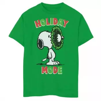 Футболка Snoopy Holiday Mode с рисунком «Арахисовый венок» для мальчиков 8–20 лет Licensed Character