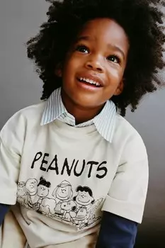Футболка snoopy peanuts ZARA, цвет ice