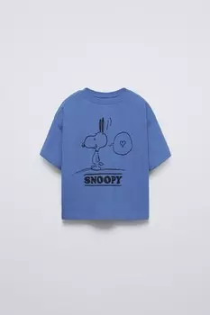 Футболка snoopy peanuts ZARA, голубоватый