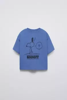 Футболка snoopy peanuts ZARA, голубоватый