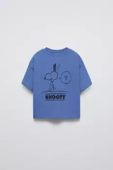Футболка snoopy peanuts ZARA, голубоватый