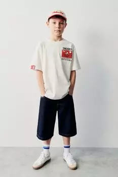 Футболка снупи пинатс ZARA, белый