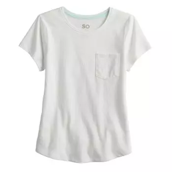Футболка SO Favorite Pocket для девочек 6–20 лет в стандартном и расширенном цвете SO, белый