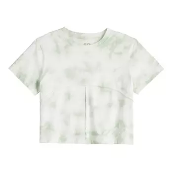 Футболка SO с короткими рукавами и тай-дай для девочек 6–20 лет, стандартные размеры и размеры больших размеров, цвет Green Dye Effect