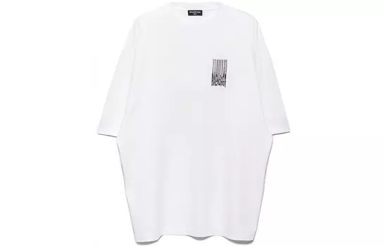 Футболка со штрих-кодом для широкого кроя Balenciaga, белый