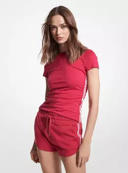 Футболка со складками из органического хлопка с логотипом Michael Kors, розовый