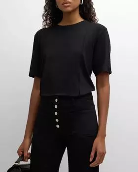 Футболка со складками Pictuck с короткими рукавами Peter Do, цвет Black