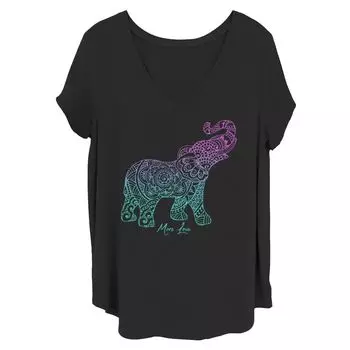 Футболка со слоном в стиле хны с градиентом для юниоров Unbranded, черный