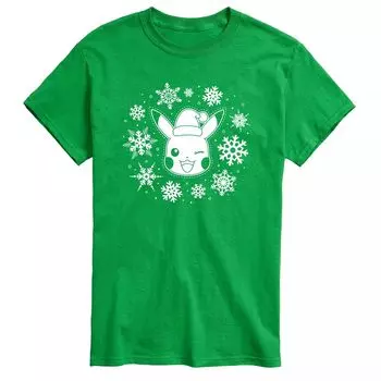 Футболка со снежинками Big & Tall Pokemon Licensed Character, зеленый