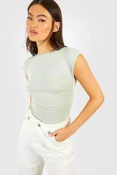 Футболка со собрями по бокам Boohoo, шалфей