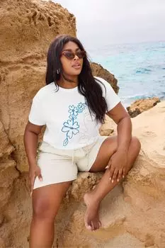 Футболка со средиземноморским линейным принтом Yours, белый