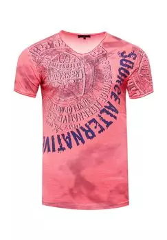 Футболка со стразами и принтом спереди RUSTY NEAL, цвет Koralle