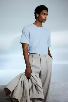 Футболка со структурой, прямого кроя H&M, голубой