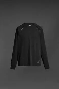 Футболка со светоотражающим принтом ZARA, черный