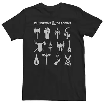 Футболка со значками классов Big & Tall Dungeons & Dragons Licensed Character, черный