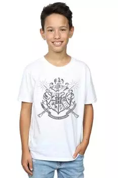 Футболка со значком Хогвартса и палочками Harry Potter, белый