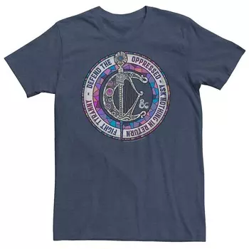 Футболка со значком из витражного стекла Big & Tall Dungeons & Dragons Licensed Character, цвет Navy Heather