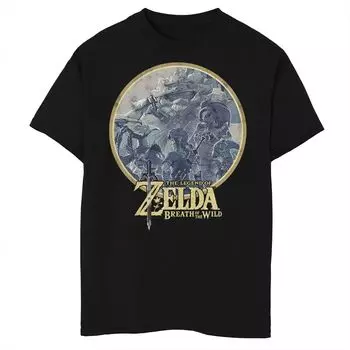 Футболка со значком Nintendo The Legend Of Zelda Breath Of The Wild Rock для мальчиков 8–20 лет Licensed Character, черный