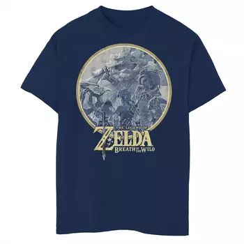 Футболка со значком Nintendo The Legend Of Zelda Breath Of The Wild Rock для мальчиков 8–20 лет Licensed Character, синий