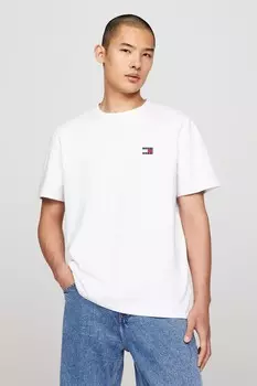 Футболка со значком синего цвета, стандартного кроя Tommy Jeans, белый