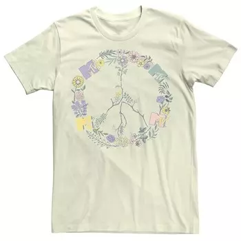 Футболка со знаком мира MTV Floral & Vines для юниоров Licensed Character, цвет Natural