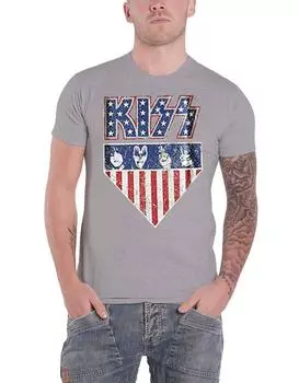 Футболка со звездами и полосками KISS, серый