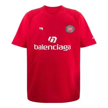 Футболка soccer t-shirt oversized 'red white' Balenciaga, красный