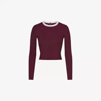 Футболка Soft Lounge с круглым вырезом и контрастной отделкой из эластичного модала Skims, мультиколор
