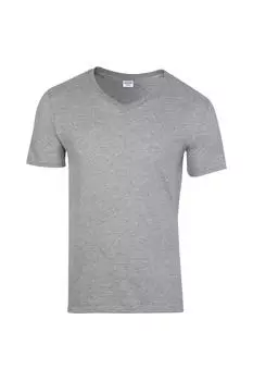 Футболка Soft Style с V-образным вырезом и короткими рукавами Gildan, серый