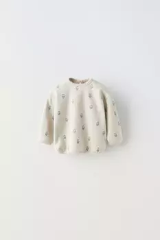 Футболка soft touch с совой ZARA, серый мергель