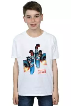 Футболка «Сокол и Капитан Америка» рядом Marvel, белый