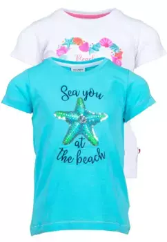 Футболка "СОЛЬ И ПЕРЕЦ" "Пляж" с блестящим принтом Salt And Pepper, бирюзовый