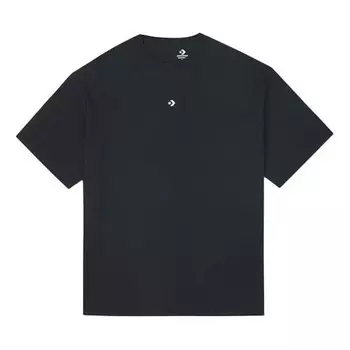 Футболка solid color loose round neck short sleeve couple style black Converse, черный