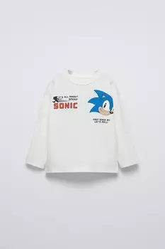 Футболка sonic sega ZARA, экрю