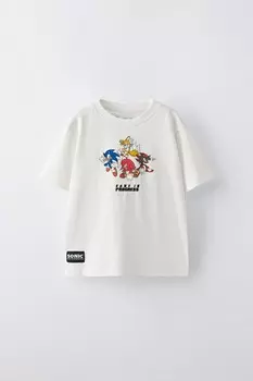 Футболка sonic sega ZARA, белый