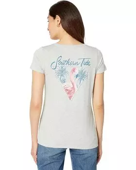 Футболка Southern Tide Short Sleeve Flamingo Heather Fitted Tee, цвет Heather Light Grey