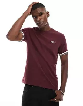 Футболка Spencer с фактурным кантом черного бордового цвета Barbour International
