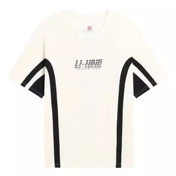 Футболка спортивная команда футболка с несколькими логотипами Li-Ning, бежевый