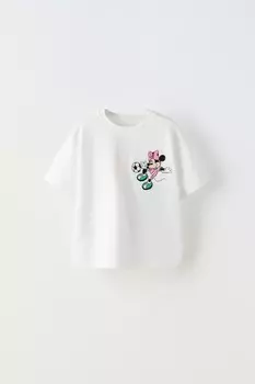Футболка спортивная минни маус disney ZARA, пастельно-розовый