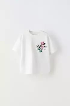 Футболка спортивная минни маус disney ZARA, пастельно-розовый