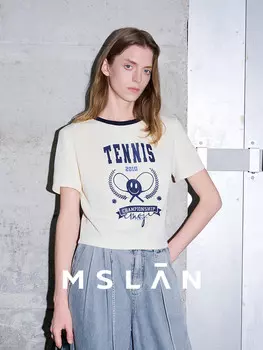 Футболка спортивная Mslan с теннисным рисунком, миндальный