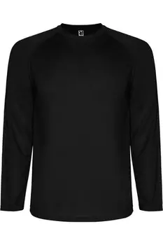 Футболка спортивная Roly Montecarlo с длинными рукавами, черный