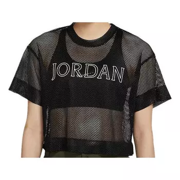 Футболка спортивная стильные сетчатые с коротким рукавом Air Jordan, черный
