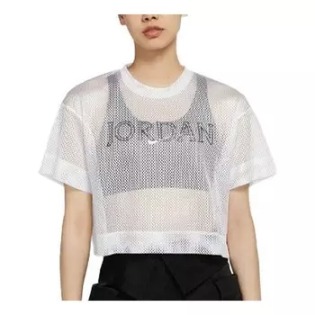 Футболка спортивная стильные сетчатые с коротким рукавом Air Jordan, белый