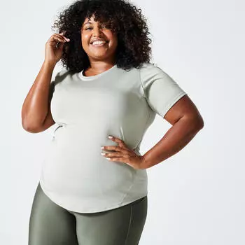 Футболка спортивная женская на заказ большого размера - зеленая DOMYOS, мудрец