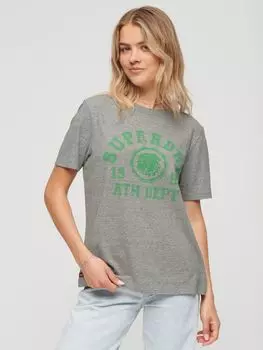 Футболка спортивного колледжа Superdry, атлетический серый меланж