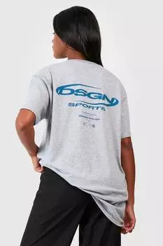 Футболка спортивной графикой оверсайз dsgn Boohoo, серый